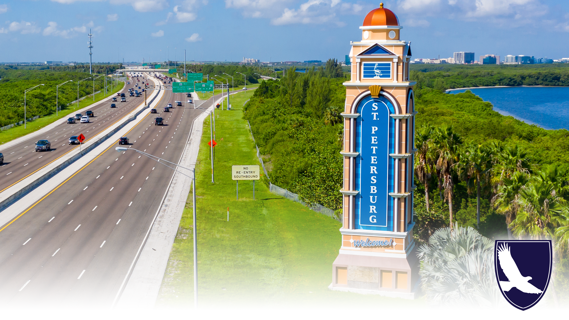 Saint Petersburg Florida Highway with welcome to St. Petersburg sign